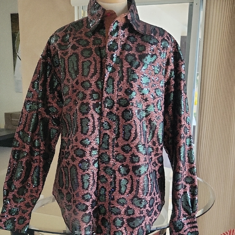 Stylish Sequin Blazer - Pink and Green